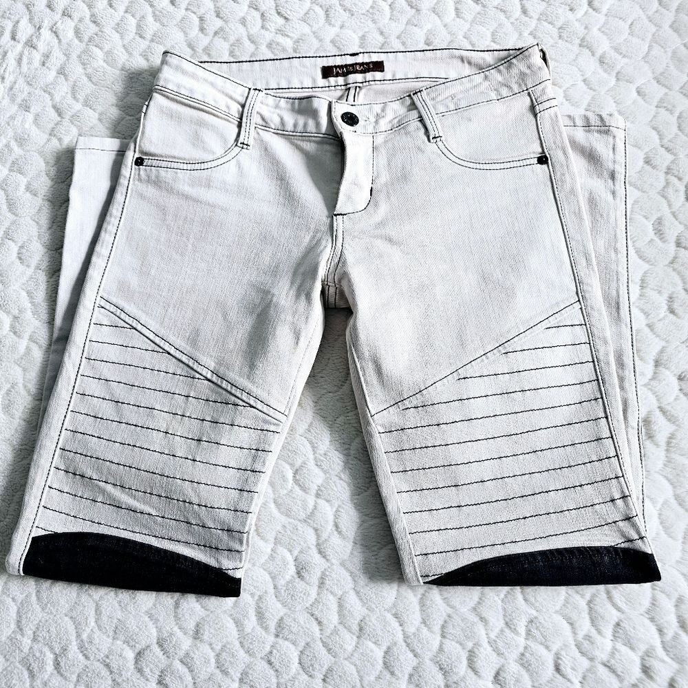 James Jeans moto jeans 26 edgy unique robotcore steampunk biker denim contrast